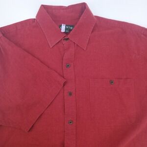 Orvis Mens Red Short Sleeve Button Down Shirt Top Size XL Hemp Tencel Blend